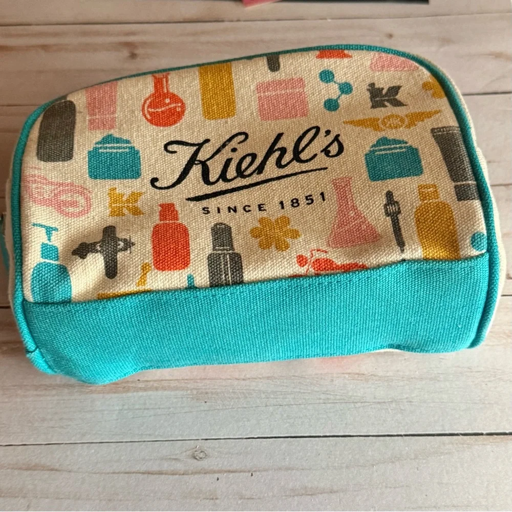 3/$15 Kiehl's Colorful Print Zippered Cosmetic or Travel Bag - Picture 2 of 5